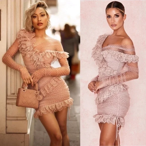 chinese dress ladies Short Blush Pink Homecoming Dresses Lace Top Cute Junior Homecoming Dresses ARD1204 main image 1